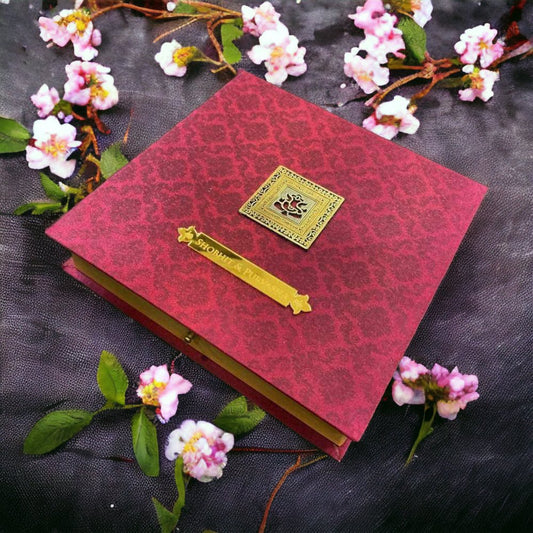 KL9067B Satin Fabric Cardboard Mithai & Dry Fruit Gift Box with 2 Card Inserts - Kalash Cards