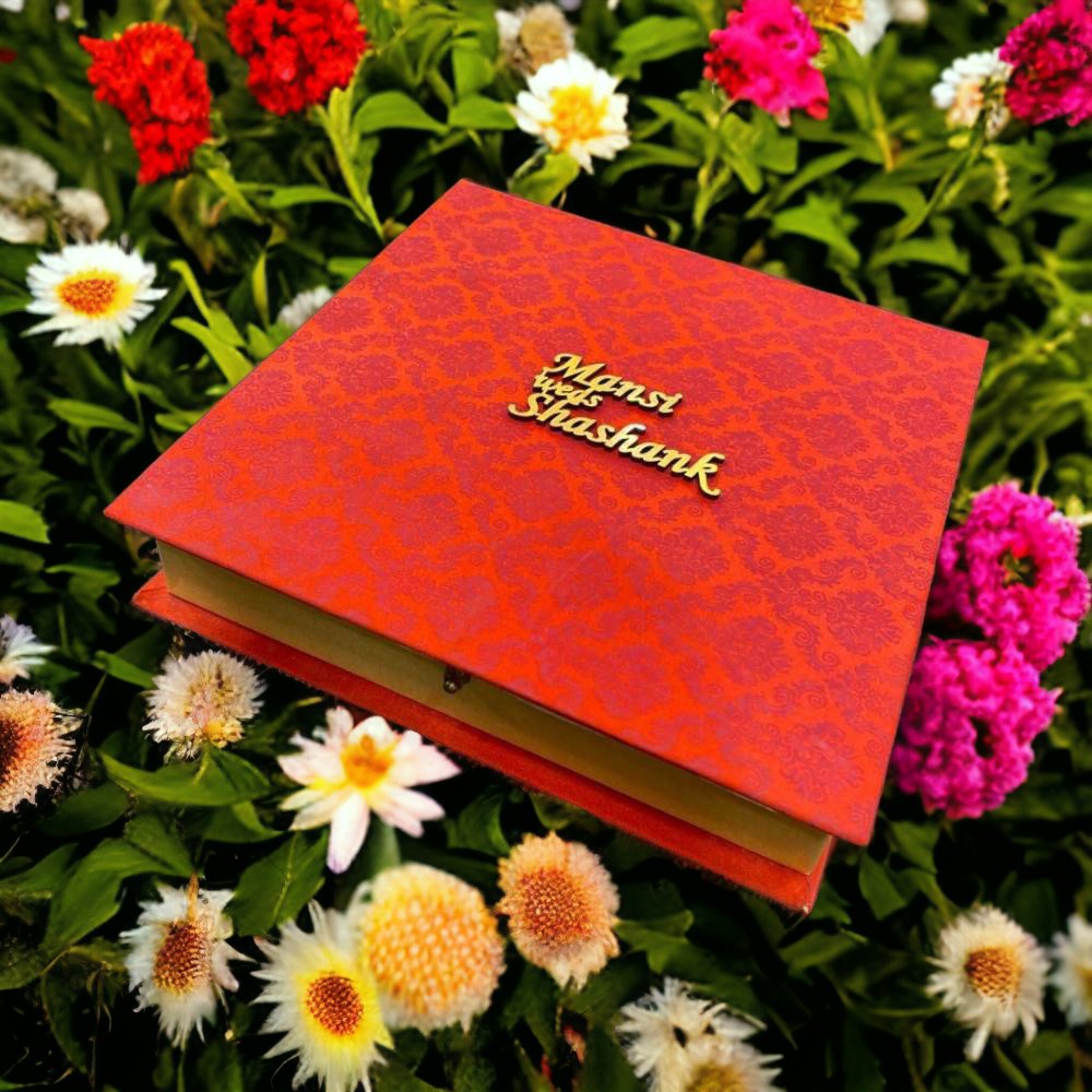 KL9068B Satin Fabric Cardboard Mithai & Dry Fruit Gift Box with 2 Card Inserts - Kalash Cards