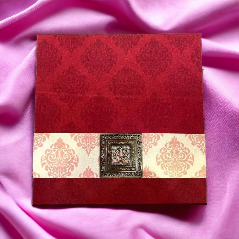 KL9061B Maroon Satin Fabric MDF Mithai and Dry Fruit Box with Magnetic Lock - Kalash Cards