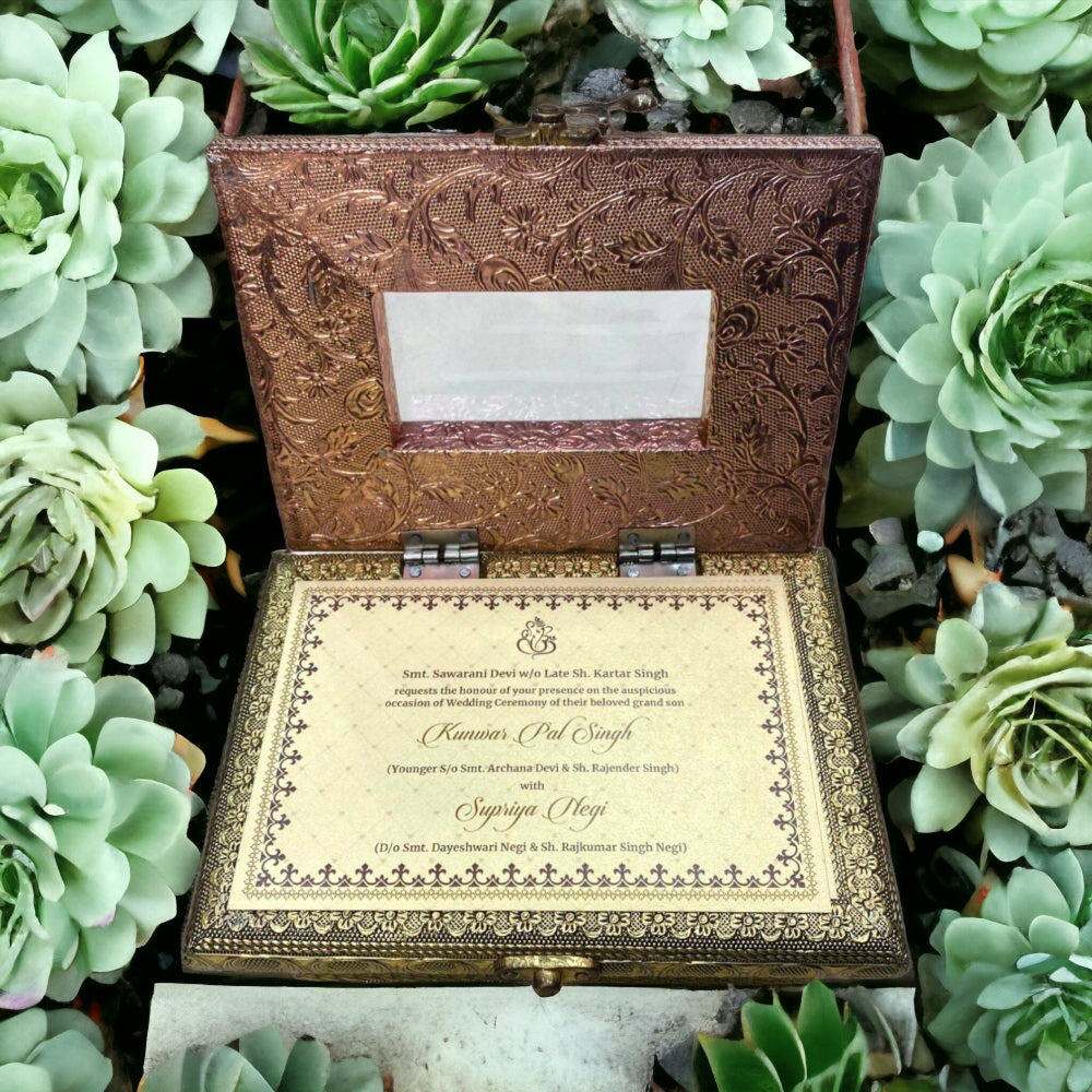 KL9095 Metal Dry Fruit Wedding Gift Box with 2 Card Inserts (2 Jars) - Kalash Cards