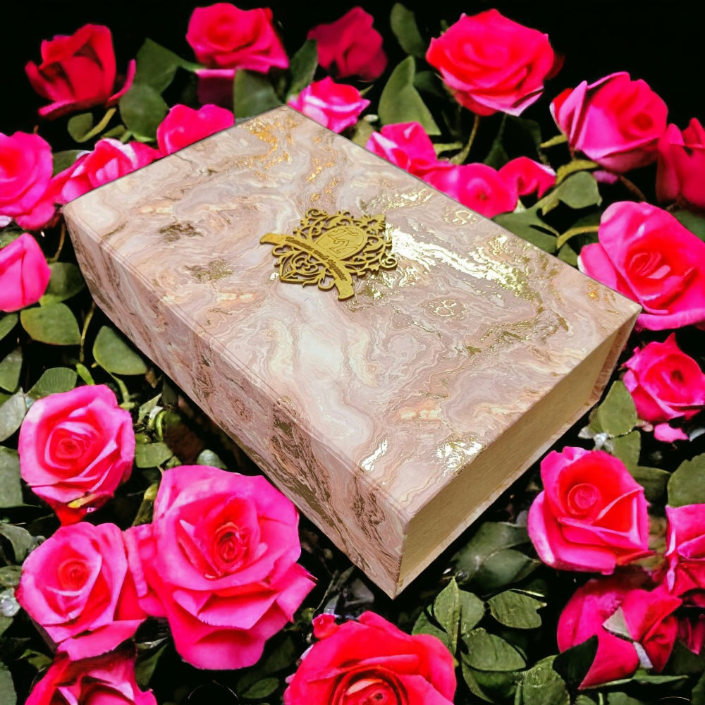 KL9106 Cardboard Dry Fruit Wedding Gift Box with 2 Card Inserts (3 Jars) - Kalash Cards