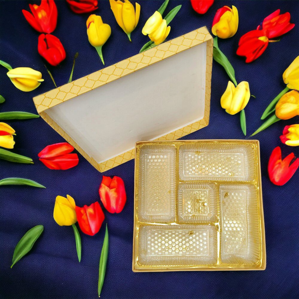 KL9108 Cardboard Wedding Bhaji/Mithai Gift Box with Section Tray - Kalash Cards