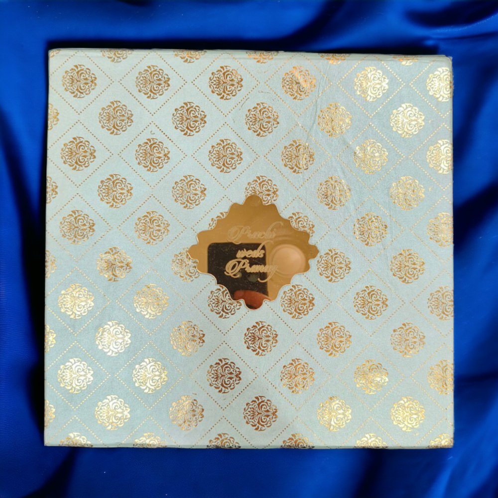 KL9112 Cardboard Wedding Bhaji Mithai Gift Box with Golden Tray (2 Inserts) - Kalash Cards
