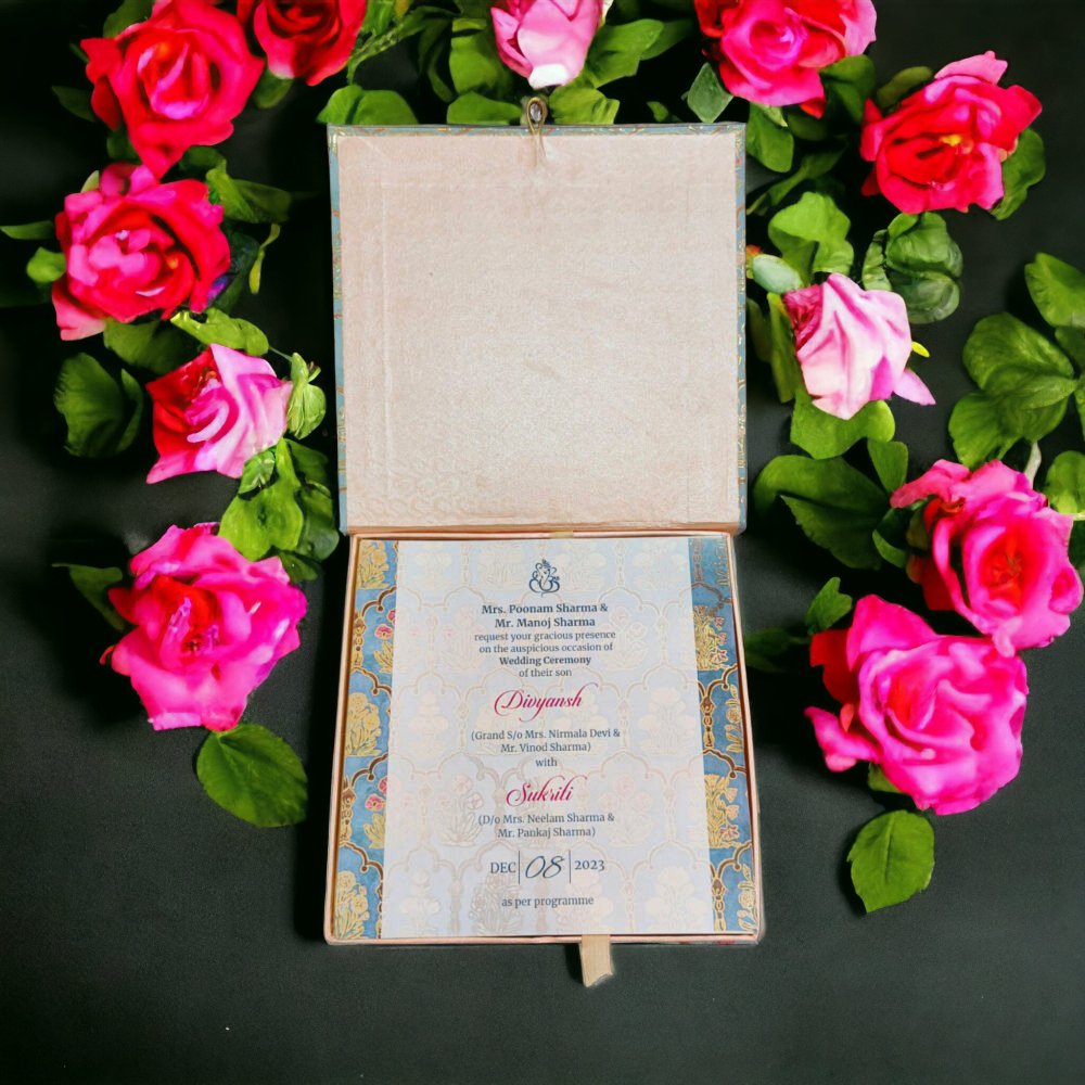 KL9113 Cardboard Wedding Bhaji Mithai Gift Box with Golden Tray (2 Inserts) - Kalash Cards