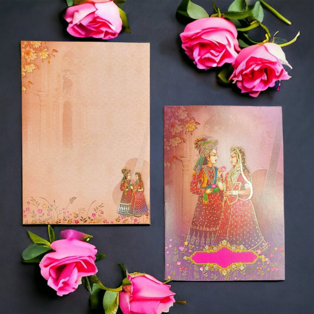 KLB535 Royal Dulha Dulhan Semi Box Paper Wedding Card - Kalash Cards