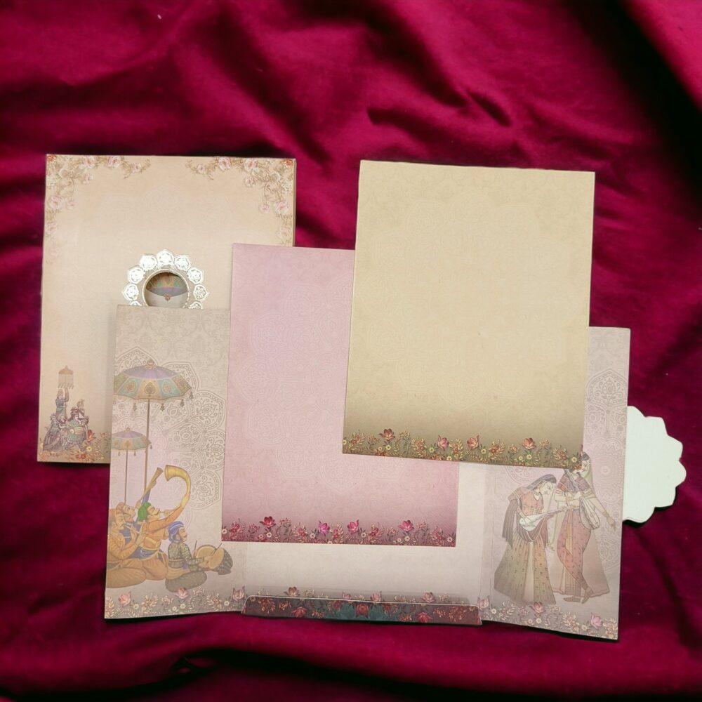 KLB537 Royal Design Semi Box Paper Wedding Card - Kalash Cards
