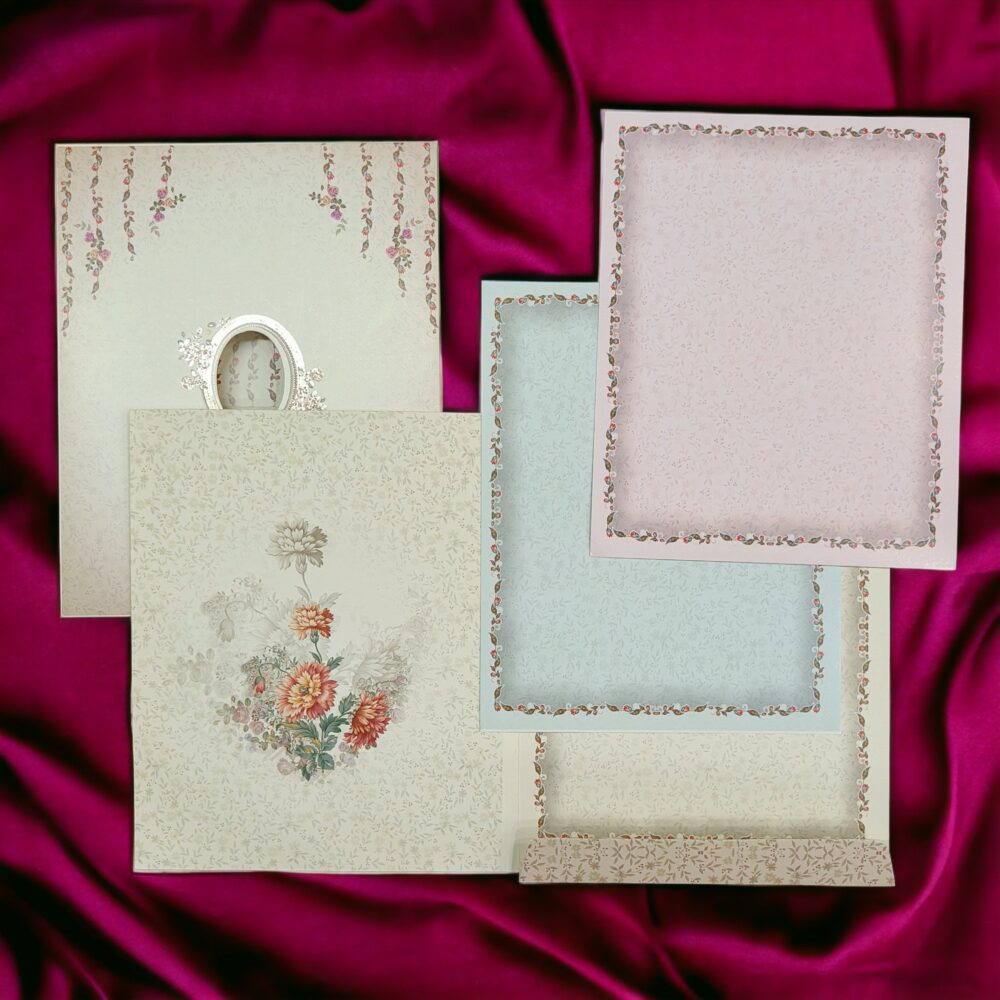KLB538 Floral Design Semi Box Paper Wedding Card - Kalash Cards