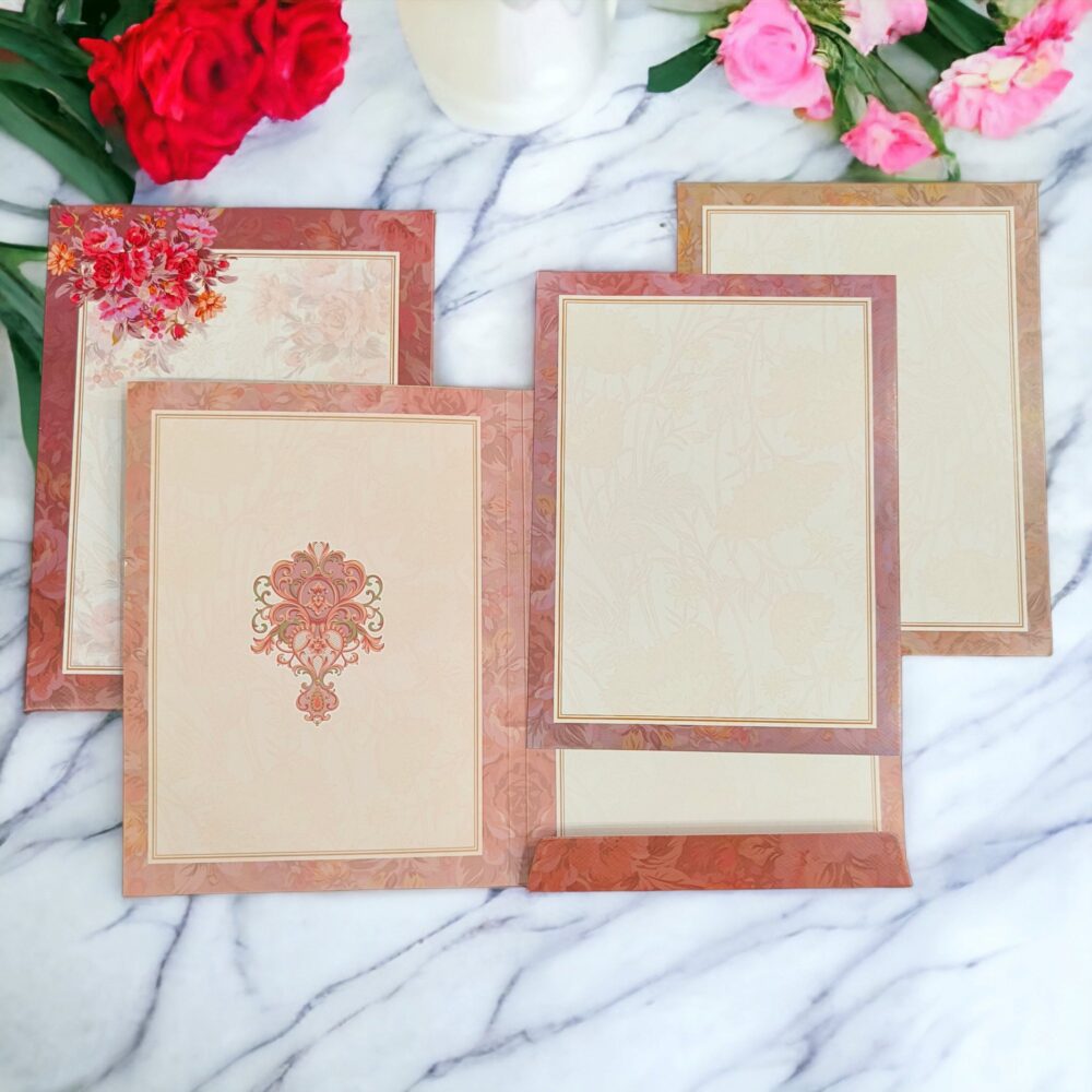 KLB540 Floral Design Semi Box Paper Wedding Card - Kalash Cards