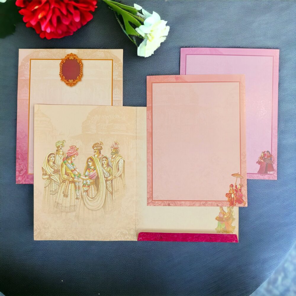 KLB541 Royal Design Semi Box Paper Wedding Card - Kalash Cards