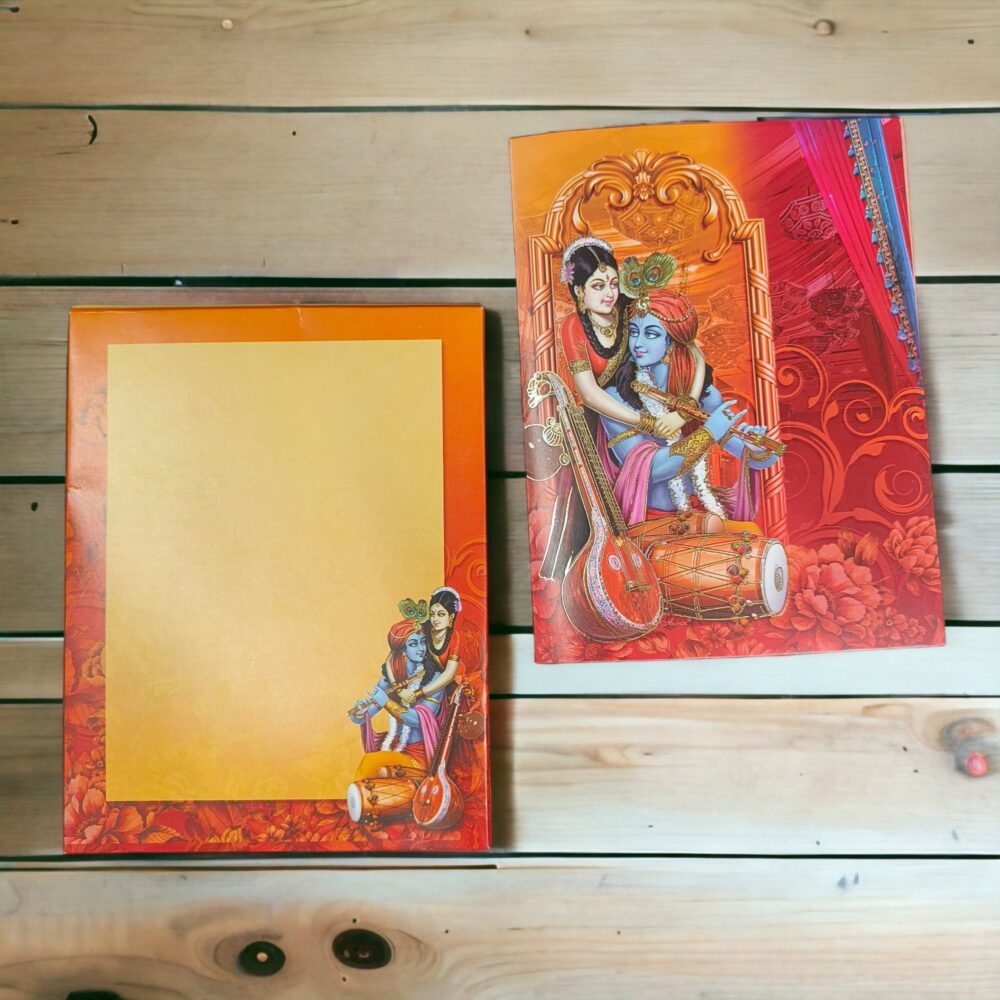 KLB542 Radha Krishna Semi Box Paper Wedding Card - Kalash Cards