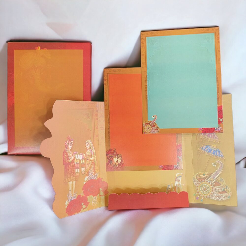 KLB545 Royal Theme Semi Box Paper Wedding Card - Kalash Cards