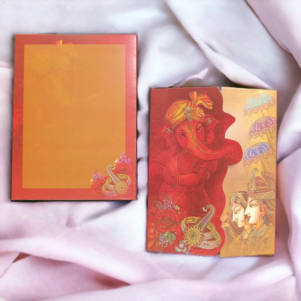 KLB545 Royal Theme Semi Box Paper Wedding Card - Kalash Cards