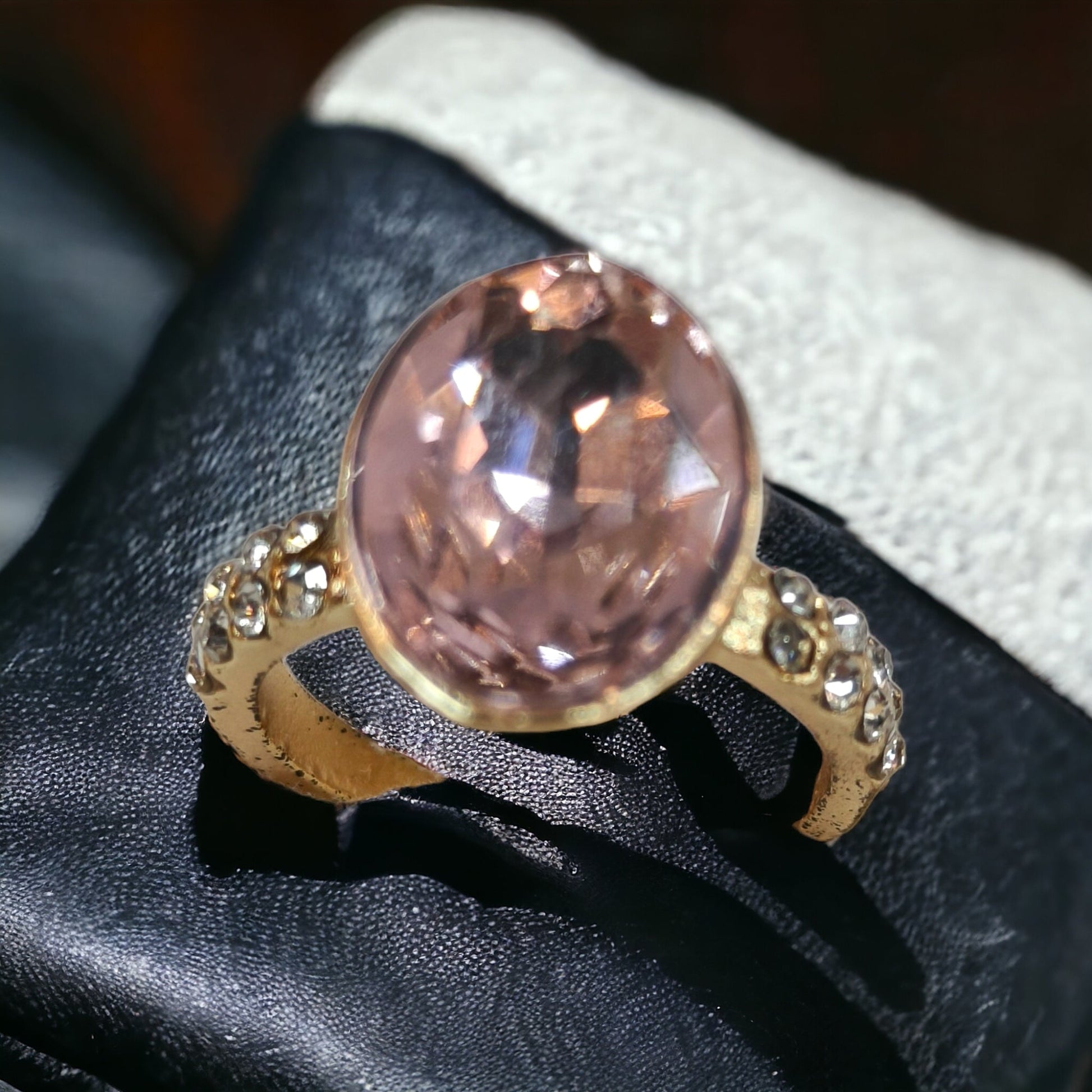 Pink Rhinestone Crystal Imitation Gold Ring-Kalash Cards